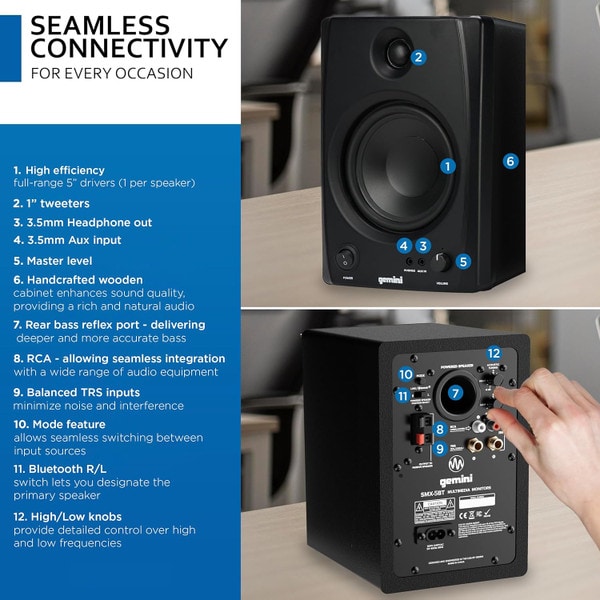 Main product image for Gemini SMX-5BT Active Studio Monitor Pair w/ Bluetooth235-139